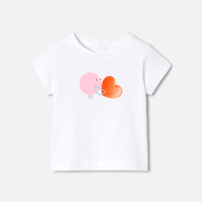 قميص (تي شرت) قصير الأكمام لطفلة صغيرة